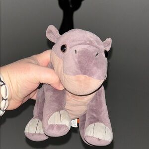 Charming Plush Hippo Toy - Purple and Cream